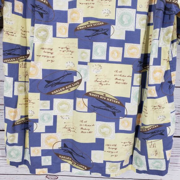 Cutter & Buck Men's Keeler Airlines Passport Stamp Print Shirt Medium - Picture 14 of 14